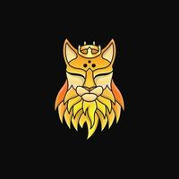 logo del re dei gatti, illustrazione del personaggio del re gatto giallo vettore