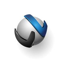 lettera iniziale logo modello colorato blu grigio cerchio 3d design per identità aziendale e aziendale vettore