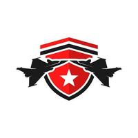 logo dello scudo dell'aereo da caccia vettore