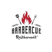 modello logo barbercue, barbecue e grill, steak house, barbecue vettore