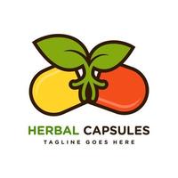 design del logo della capsula a base di erbe vettore