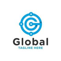 logo moderno della tecnologia del cerchio globale vettore