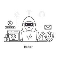 un'illustrazione modificabile di un hacker vettore