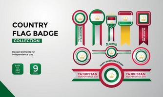 raccolta di badge vettoriali bandiera del paese del tagikistan