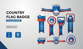 collezione di badge bandiera slovenia, auguri per il giorno dell'indipendenza vettore