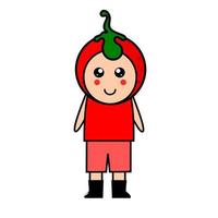 mascotte del pomodoro. personaggio dei cartoni animati di pomodoro. vettore