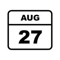 27 agosto Data in un calendario per un solo giorno vettore