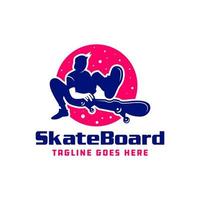 design del logo del gioco sportivo di skateboard vettore
