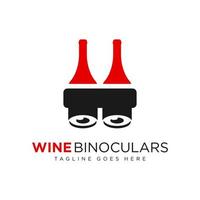 vettore logo binoculare bottiglia di vino