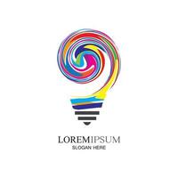 lampadina colorata logo design concept creativo icona simbolo tecnologia logo lampadina logo design vettore