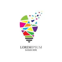 lampadina colorata logo design concept creativo icona simbolo tecnologia logo lampadina logo design vettore