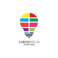 lampadina colorata logo design concept creativo icona simbolo tecnologia logo lampadina logo design vettore