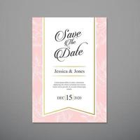 modello di carta di invito a nozze, con foglia e sfondo floreale vettore