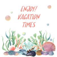 Sea shell vita marina estate viaggio sulla spiaggia, aquarelle isolato, illustrazione vettoriale Color Coral 2019 alla moda