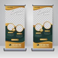 cibo e ristorante roll up banner modello di progettazione vettore