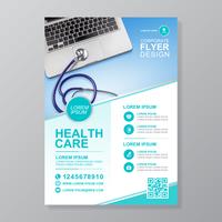 Copertura sanitaria a4 modello di progettazione e icone piatte per un rapporto e brochure design medico, volantino, decorazione volantini per la stampa e presentazione illustrazione vettoriale