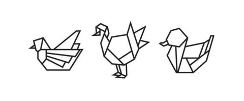 illustrazioni di uccelli in stile origami vettore