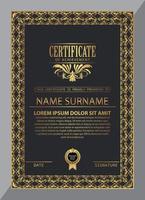 disegno del certificato. modello di confine valuta diploma. sfondo del premio buono regalo di colore scuro. illustrazione vettoriale - disegno del modello