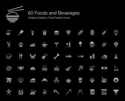 Alimenti e Bevande Pixel Perfect Icons Shadow Edition. vettore