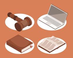 quattro icone giuridiche giuridiche vettore