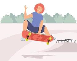 ragazza pattinatrice in skateboard vettore