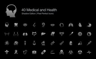 Medicina e salute Organi umani e parti del corpo Pixel Perfect Icons Shadow Edition. vettore