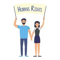 coppia di giovani amanti con etichetta per i diritti umani vettore