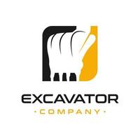 design del logo per la riparazione del motore dell'escavatore vettore