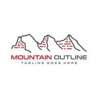 disegno del logo di tre montagne contorno vettore