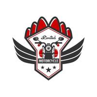 design del logo dell'emblema della moto retrò o vintage vettore