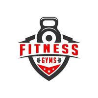 design del logo dello scudo per il fitness sportivo vettore