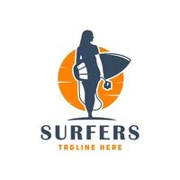 logo moderno della gente del surf vettore
