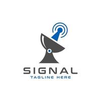 logo moderno della torre del segnale satellitare vettore