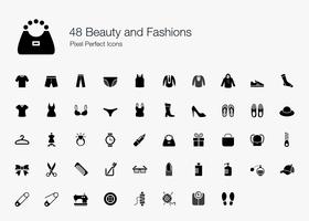 48 Beauty and Fashions Pixel Icone perfette. vettore