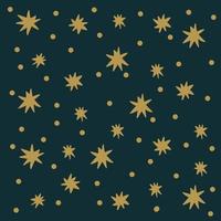 semplici modelli vettoriali stella. semplici stelle dorate disegnate a mano su fondo nero. il divertente doodle del cielo notturno è perfetto per i tessuti natalizi per bambini. illustrazione vettoriale