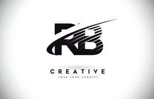 rb rb lettera logo design con swoosh e linee nere. vettore