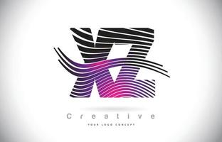xz xz zebra texture lettera logo design con linee creative e swosh in colore viola magenta. vettore