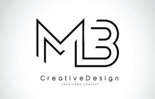 design del logo della lettera mb mb nei colori neri. vettore