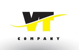 vt vt logo lettera nero e giallo con swoosh. vettore