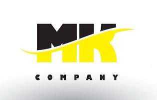 mk mk lettera logo nero e giallo con swoosh. vettore