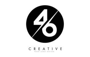 46 4 6 numero logo design con un taglio creativo e uno sfondo cerchio nero. vettore