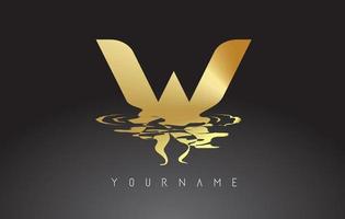 w lettera logo design con illustrazione vettoriale effetto acqua.