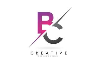 bc bc letter logo con design colorblock e taglio creativo. vettore