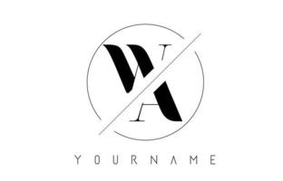 logo della lettera wa con design tagliato e intersecato vettore