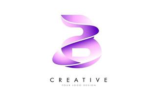 lettera b logo design con trama satinata e aspetto fluido. vettore