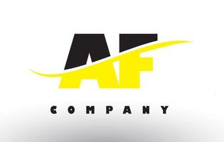 af af logo lettera nero e giallo con swoosh. vettore