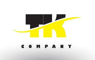 tk tk logo lettera nero e giallo con swoosh. vettore