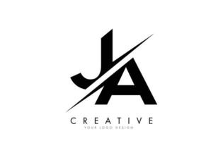 ja ja logo design della lettera con un taglio creativo. vettore