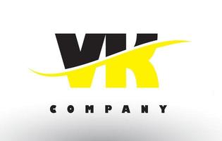 vk vk logo lettera nero e giallo con swoosh. vettore