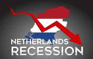 mappa dei paesi bassi recessione crisi economica concetto creativo con freccia di crash economico. vettore
